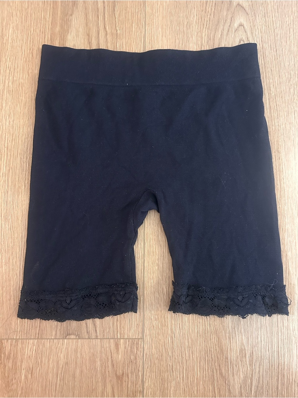 Free People Intimately Black Lace Trim Bike Shorts